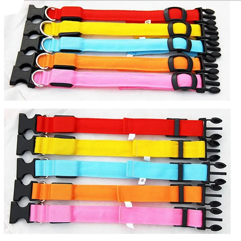 Nylon LED Dog Collar Offer,Night Safety Flashing Glow In The Dark Fluorescent Collars Pet Supplies