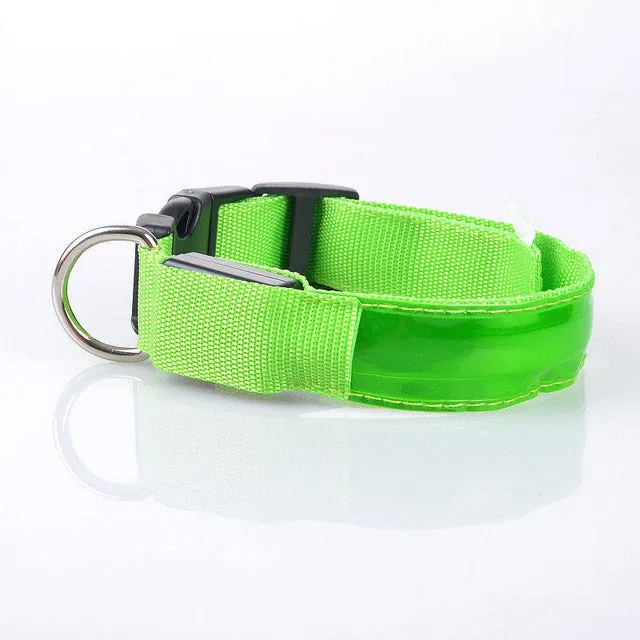 Nylon LED Dog Collar Offer,Night Safety Flashing Glow In The Dark Fluorescent Collars Pet Supplies