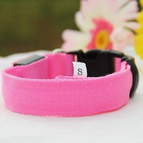 Nylon LED Dog Collar Offer,Night Safety Flashing Glow In The Dark Fluorescent Collars Pet Supplies