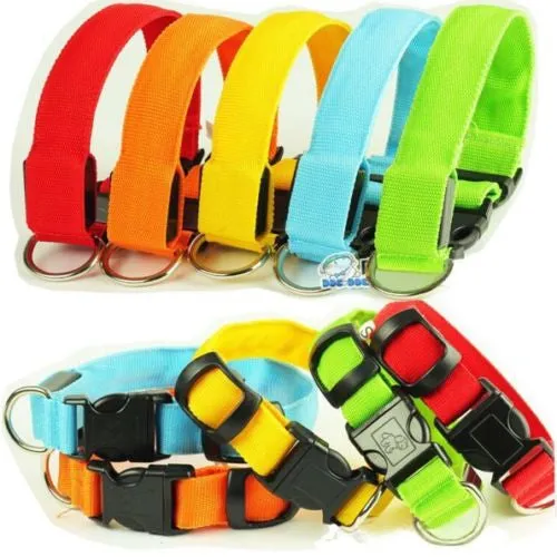 Nylon LED Dog Collar Offer,Night Safety Flashing Glow In The Dark Fluorescent Collars Pet Supplies