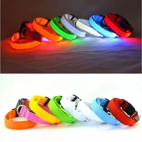 Nylon LED Dog Collar Offer,Night Safety Flashing Glow In The Dark Fluorescent Collars Pet Supplies