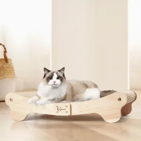 Oroonoko Cat Scratcher Bed for Indoor - 2-in-1 Sisal Scratching Post & Hammock with Easy Assembly, Non-Tip Wood Base, Large Cat Bed & Scratch Pad