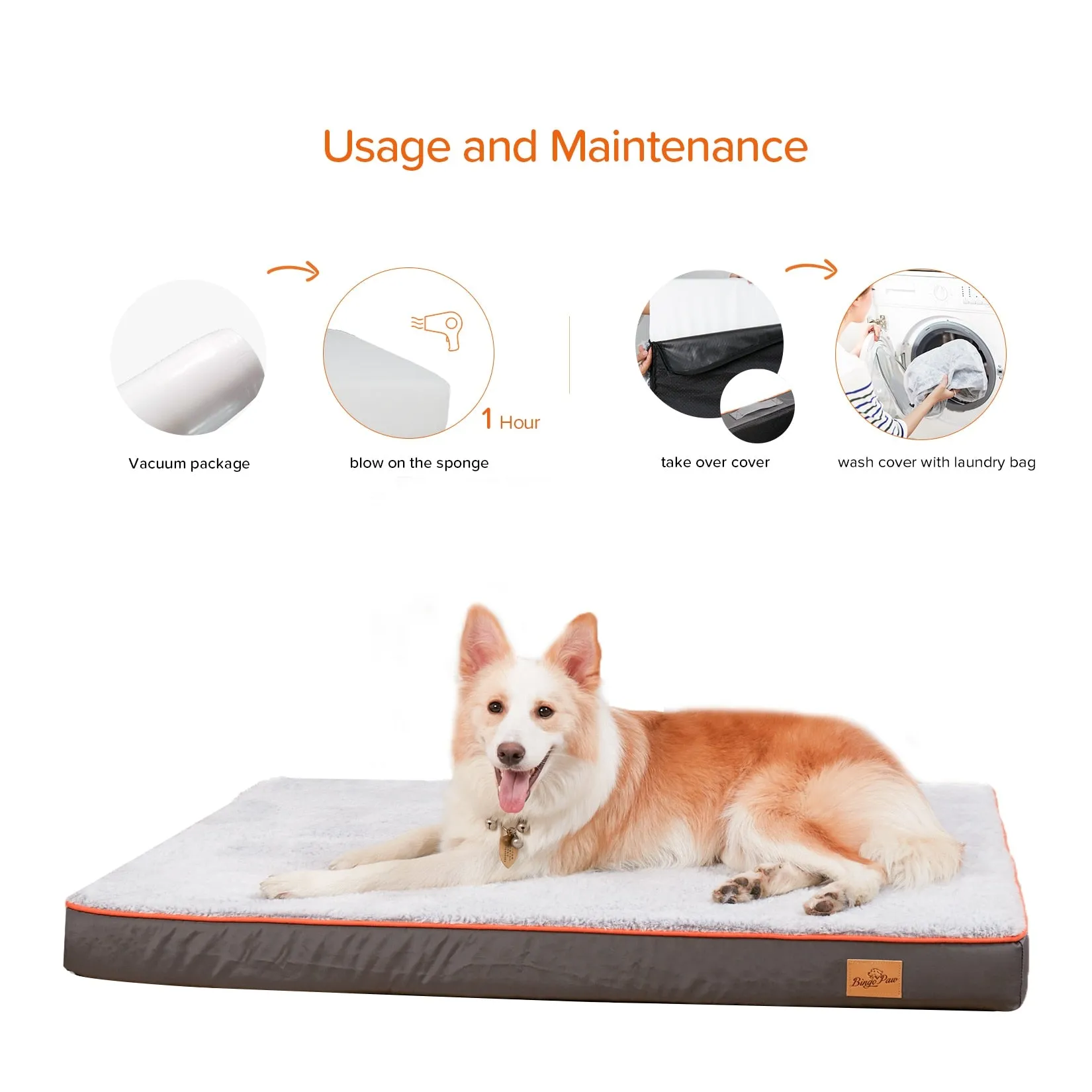 Orthopedic Dog Bed Kennel Memory Foam Waterproof Pet Bed with Removable Washable Cover Nonskid Bottom Joint Relief  XXL and XXXL Only Available FREE SHIPMENT
