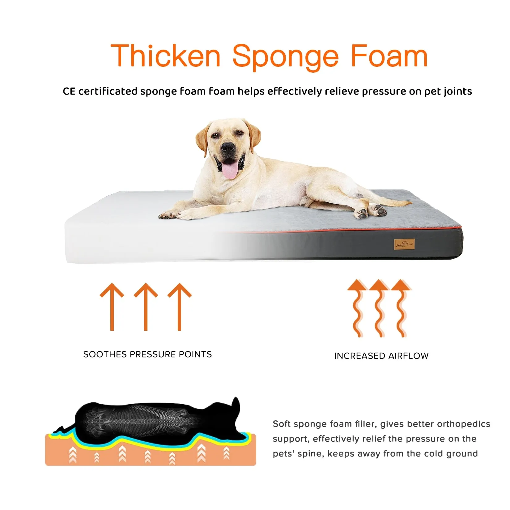 Orthopedic Dog Bed Kennel Memory Foam Waterproof Pet Bed with Removable Washable Cover Nonskid Bottom Joint Relief  XXL and XXXL Only Available FREE SHIPMENT