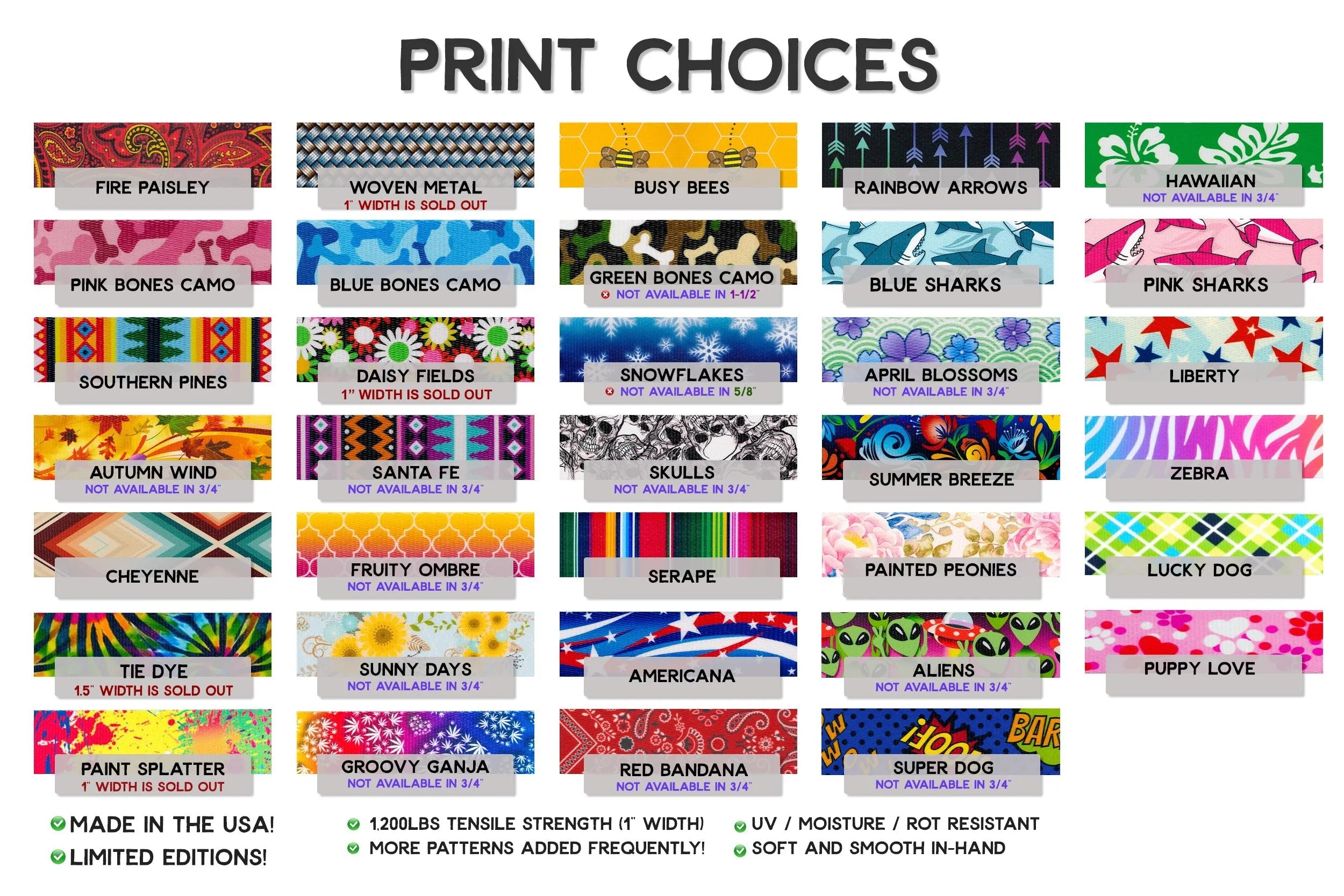 PRINTS - Fi Compatible BREAKAWAY Collars | 20  prints | without buckle | Series 3