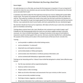 Retain Volunteers by Ensuring a Good Start