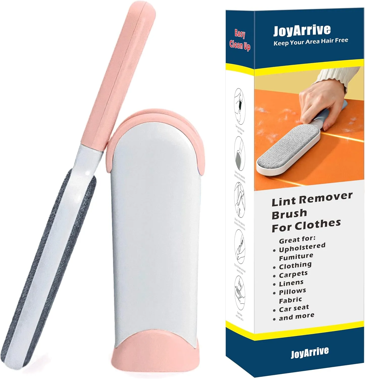 Self-Cleaning Pet Hair Remover, Lint Remover, Cat Fur Bush, Sitcky Roller for Clothes, Uproot Hair Cleaner Brush, Lint Brush for Clothes, Better Than Tapes Roller Brush B (Pink)
