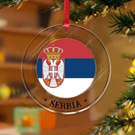 Serbia Xmas Ornament World Countries Flag International Festival Funny Keepsake Clear Acrylic Discs Flag Sports Bar Party Events Souvenir for Christmas Tree Decoration Gift Tag Name Plates