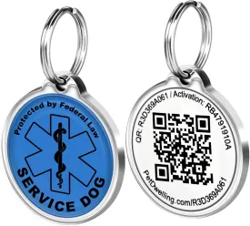 Service Animal QR Code ID Tag - Service Dog Tags: Instant Online Profile Access and Scan Location Email Alerts