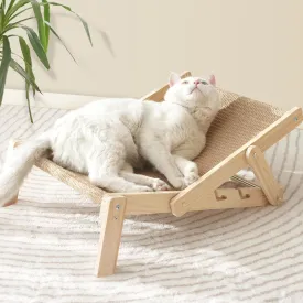 Sisal Cat Bed, Large Beds for Indoor Cats, Easy Clean Sisal Scratcher and Sturdy 4 Heights Adjustable Natural Wood Couch&Hammock Comfy Rustic Cat Furniture for Living Room Bedroom50 Lbs