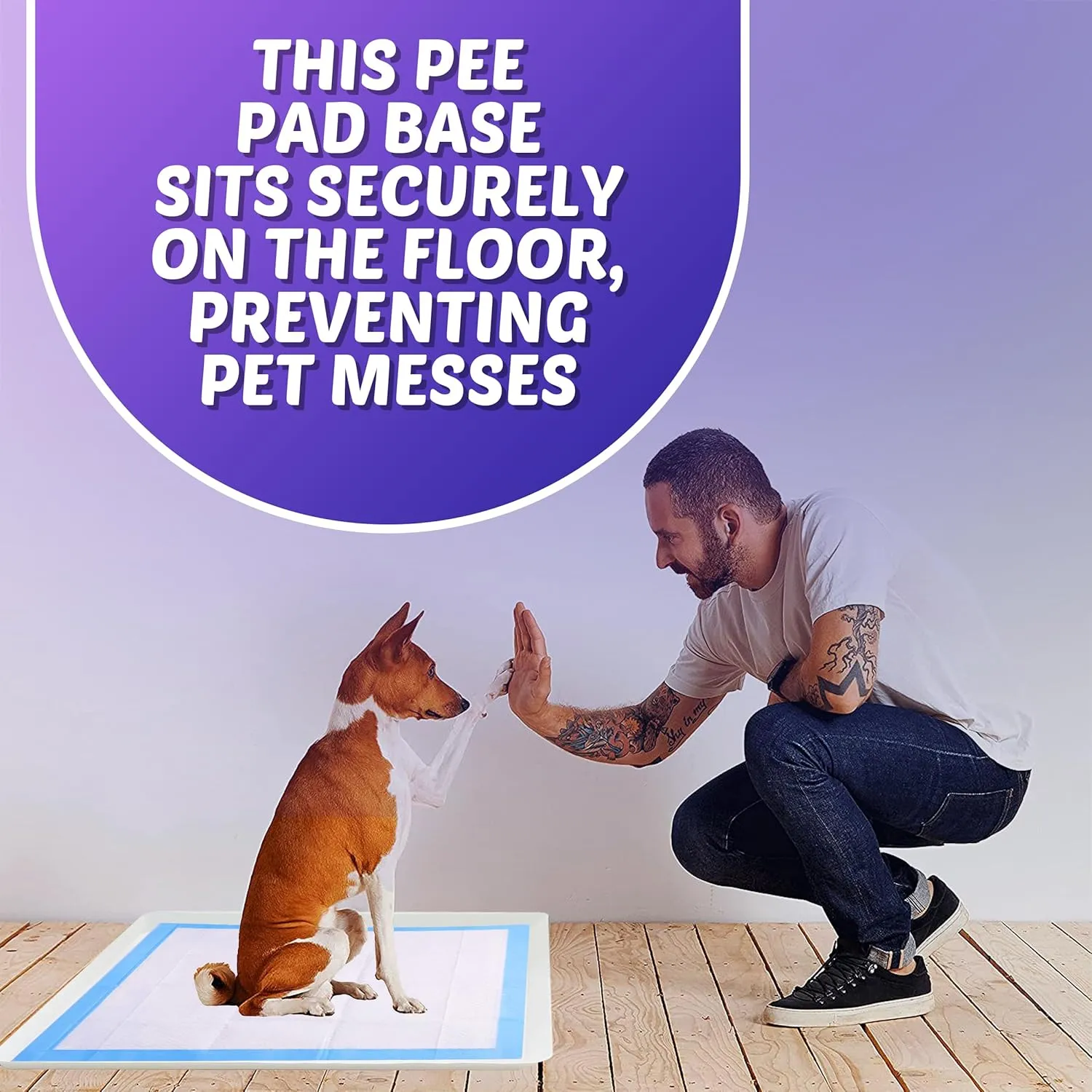 Skywin Dog Pad Holder Tray for 28 x 30 Inches Training Pads (White) - Easy to Clean and Store Perfect for Dog Potty Tray  Silicon Wee Wee Pad Holder, No Spill Pee Pad Holder for Dogs