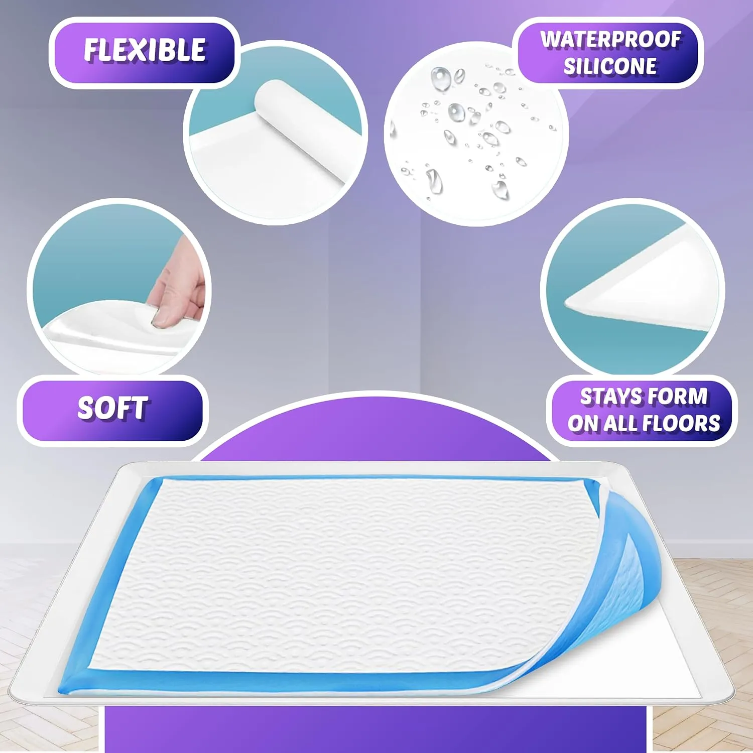 Skywin Dog Pad Holder Tray for 28 x 30 Inches Training Pads (White) - Easy to Clean and Store Perfect for Dog Potty Tray  Silicon Wee Wee Pad Holder, No Spill Pee Pad Holder for Dogs