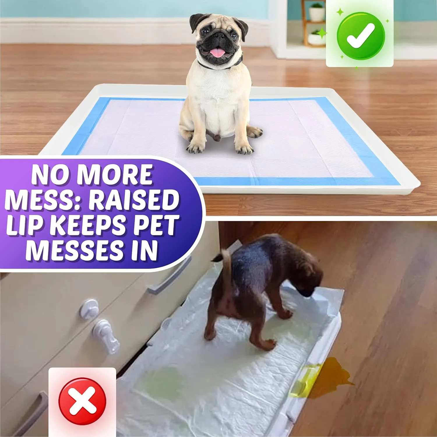 Skywin Dog Pad Holder Tray for 28 x 30 Inches Training Pads (White) - Easy to Clean and Store Perfect for Dog Potty Tray  Silicon Wee Wee Pad Holder, No Spill Pee Pad Holder for Dogs