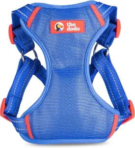 The Dodo Blue Dog Harness - Small; Easy Step-in Harness for Dogs; Breathable Mesh Fabric; Snap-Together, Pinch Release Buckle, Ring for Leash Attachment; Everyday Pet Apparel