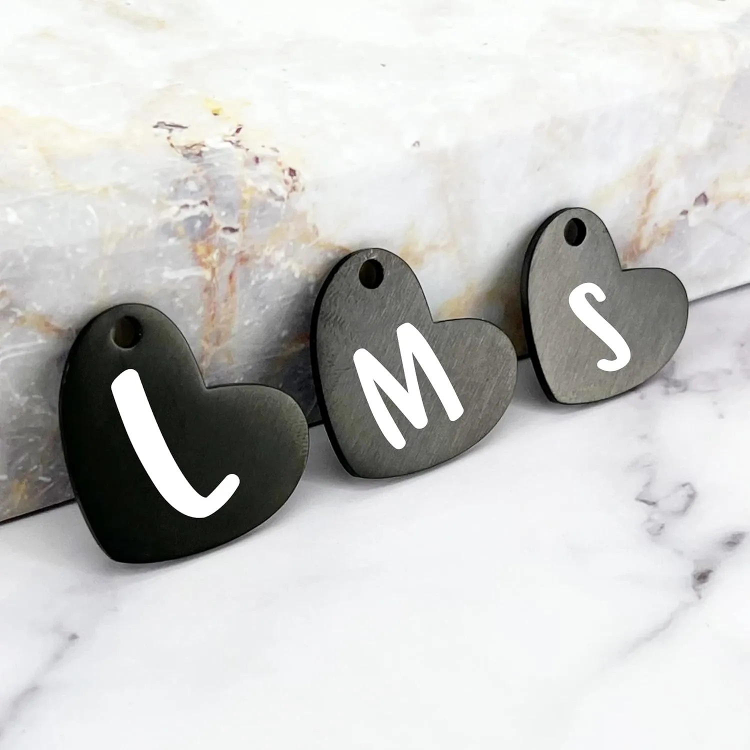 Ultra Joys Custom Personalized Dog ID Tag - Brushed Stainless Steel Heart, Small, Black
