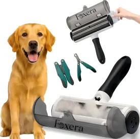 USA's Best 2in1 Detachable Pet Hair Removal Tool   Bonus Dog Nail Clippers, Reusable Lint Roller for Dogs & Cats, Furniture, Carpet, Couch, Clothes, Fur Remover - Removable Handle, No Refills Needed