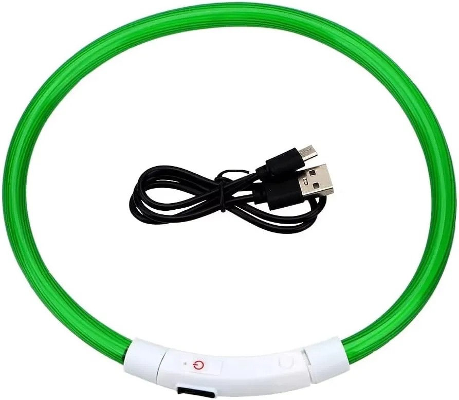 USB Rechargeable LED Necklace Lighted up Safety Bracelet Glowing Necklace Glow in The Dark Super Bright for Party Favors Christmas Concerts Birthday Outdoor Activities (Verde)