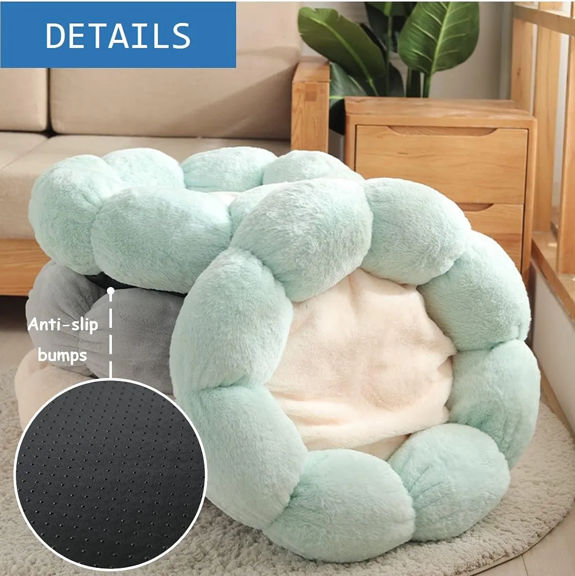 Warm Plush Pet Cat Bed, Soft Flower Kitten Cushion Mat Cute Puppy Cat Cuddler for Winter Carpet for Puppy Kitten