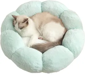 Warm Plush Pet Cat Bed, Soft Flower Kitten Cushion Mat Cute Puppy Cat Cuddler for Winter Carpet for Puppy Kitten