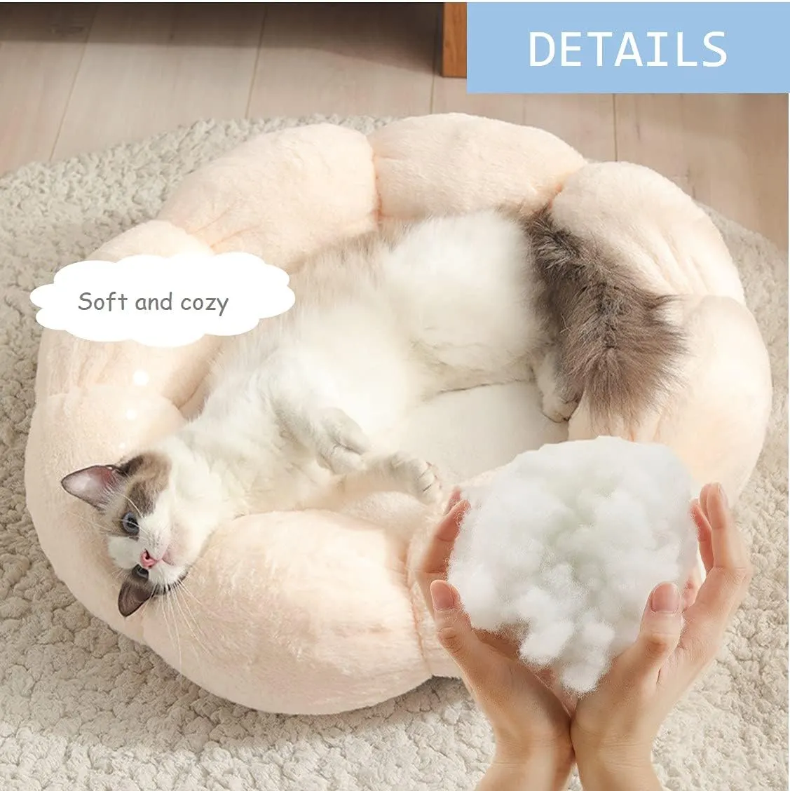 Warm Plush Pet Cat Bed, Soft Flower Kitten Cushion Mat Cute Puppy Cat Cuddler for Winter Carpet for Puppy Kitten