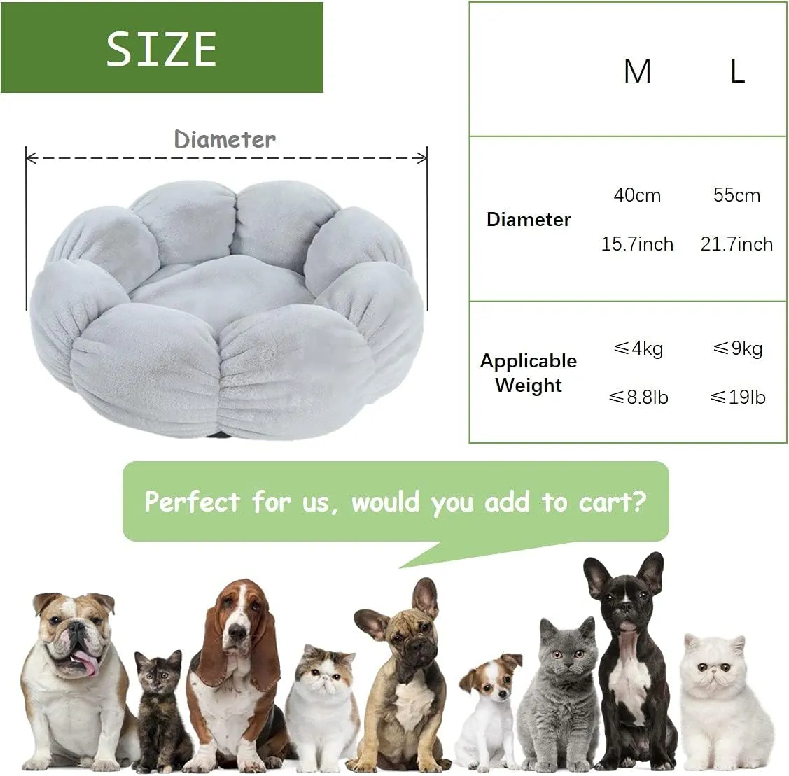 Warm Plush Pet Cat Bed, Soft Flower Kitten Cushion Mat Cute Puppy Cat Cuddler for Winter Carpet for Puppy Kitten