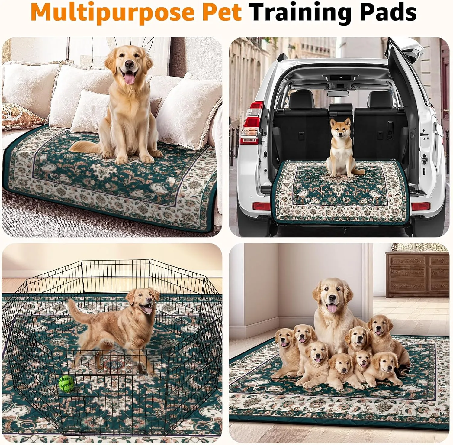 Washable Pee Pads for Dogs: 2 Pack Reusable Pee Pads for Dogs, 36"x48" Waterproof & Leakproof Washable Puppy Pad, Non-Slip Whelping Pee Pads & Potty Training Pad for Floor, Playpen,Crate, Couch