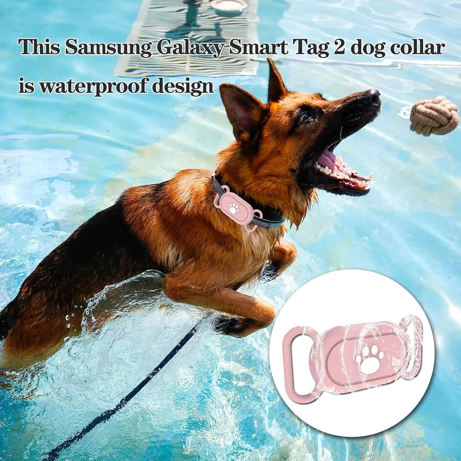 Waterproof Dog Collar Holder Compatible with Samsung Galaxy SmartTag2, Silicone GPS Tracker Hidden Loop Holder for Smart Tag2, Anti-Lost Collar Tag2 Paw Case (Pink)