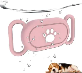 Waterproof Dog Collar Holder Compatible with Samsung Galaxy SmartTag2, Silicone GPS Tracker Hidden Loop Holder for Smart Tag2, Anti-Lost Collar Tag2 Paw Case (Pink)