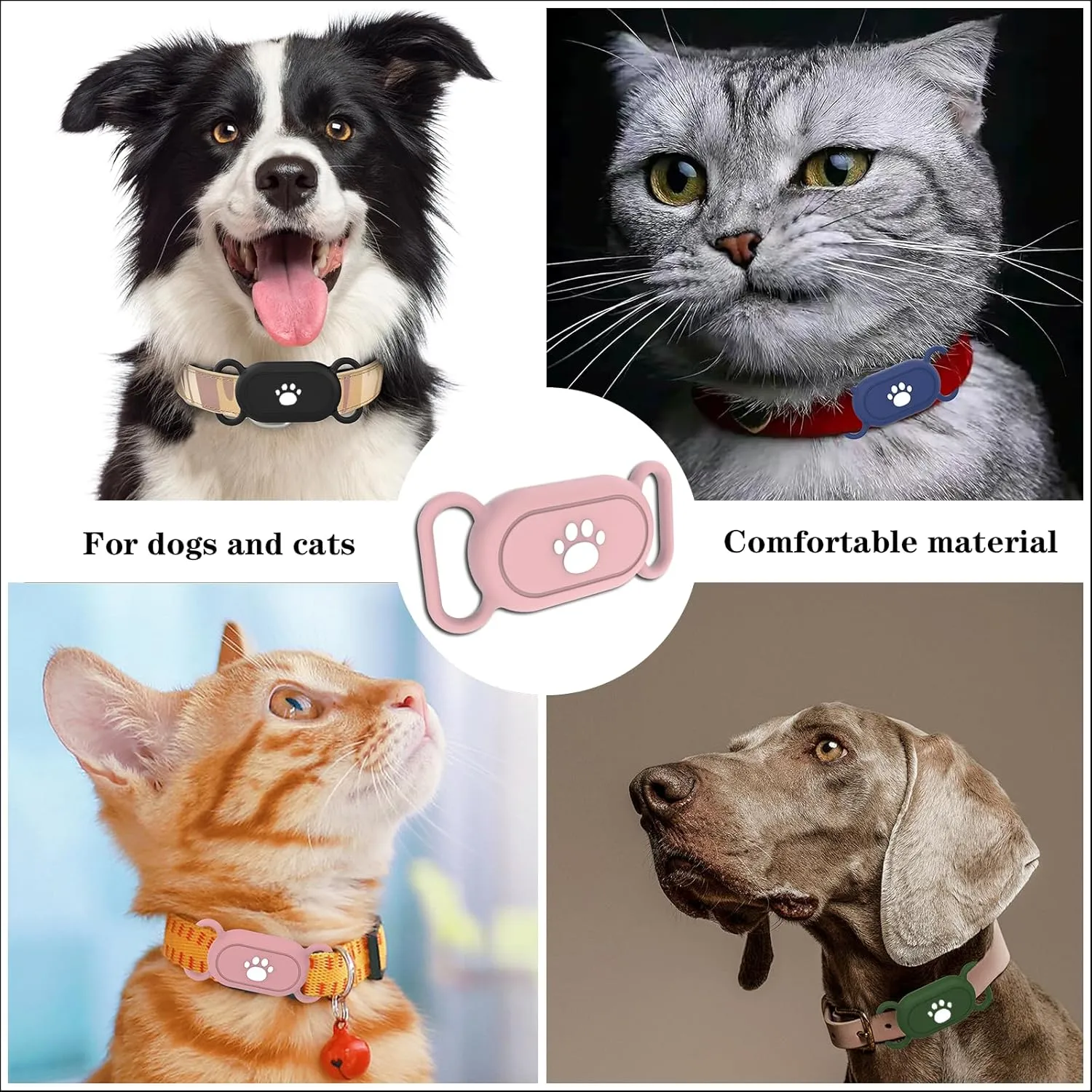 Waterproof Dog Collar Holder Compatible with Samsung Galaxy SmartTag2, Silicone GPS Tracker Hidden Loop Holder for Smart Tag2, Anti-Lost Collar Tag2 Paw Case (Pink)