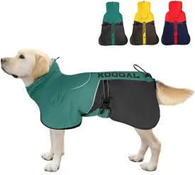 Waterproof Dog Jacket, Dog Winter Coat, Warm Windproof Dog Snow Jacket, Reflective Adjustable Turtleneck Dog Coats for Small Medium Large Dogs (Green, 4XL)
