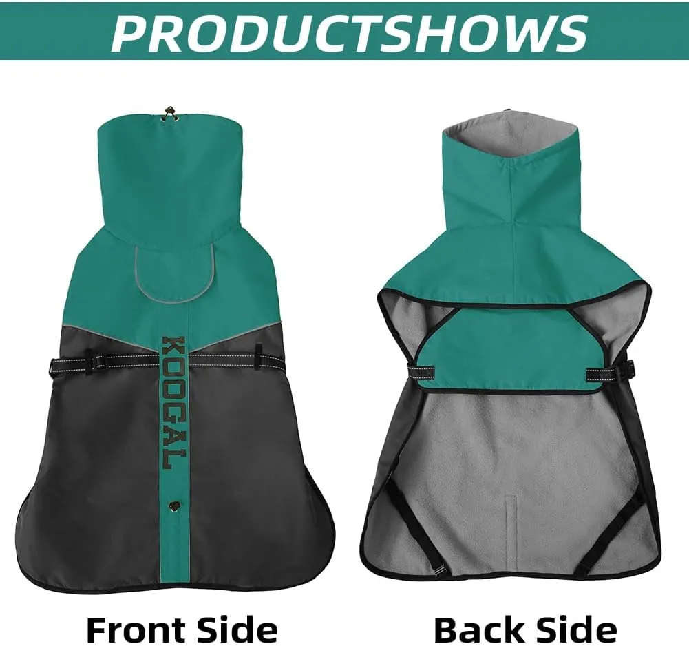 Waterproof Dog Jacket, Dog Winter Coat, Warm Windproof Dog Snow Jacket, Reflective Adjustable Turtleneck Dog Coats for Small Medium Large Dogs (Green, 4XL)