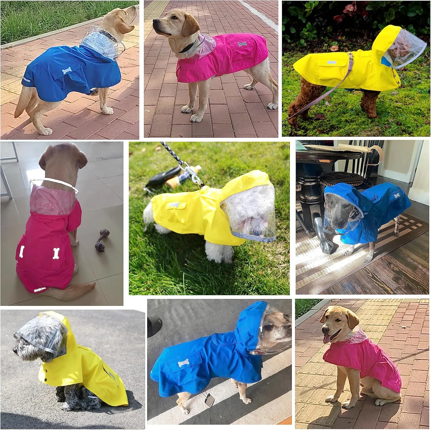 Waterproof Dog Raincoat, Adjustable Reflective Lightweight Pet Rain Clothes with Poncho Hood(XX-Large,Light Green)