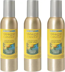 Yankee Candle Concentrated Air Freshener Room Spray, Odor Eliminator for Home, Bathroom, Sicilian Lemon, 1.5 Oz (Pack of 3)