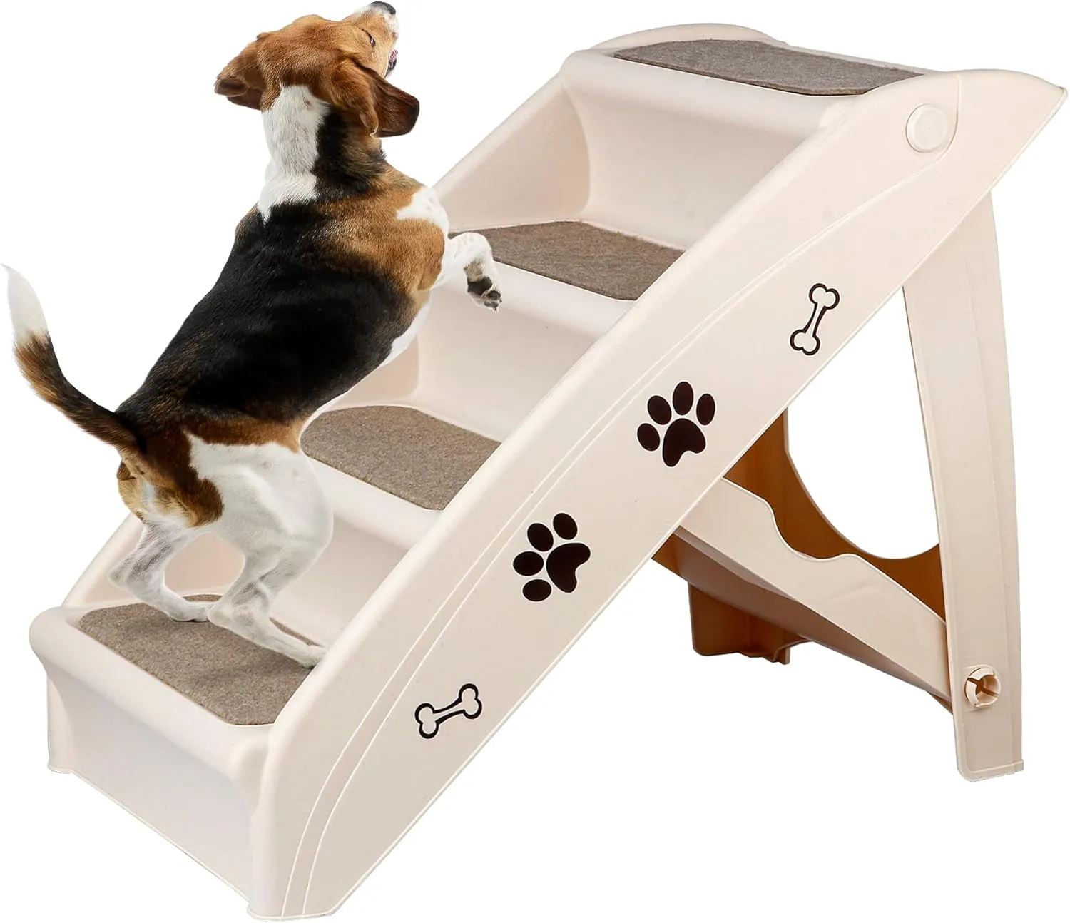 ZENY Foldable Dog Stairs/Steps for Small Dog/Cat, Safe and Durable Pet Ramp With Non-Slip Pads, for High Beds, Sofa, Car